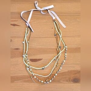 Beautiful turquoise and ribbon layering necklace